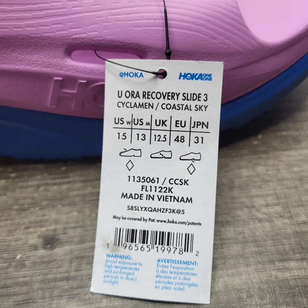 Hoka Ora Recovery Slide 3 New Men’s Size 13 US Cyclamen/ Coastal Sky